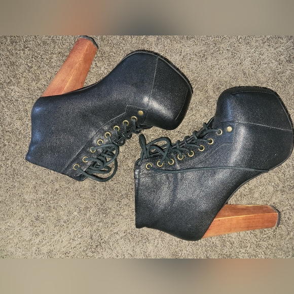 Jeffrey CAMPBELL Lita Black Leather Booties 6 - Picture 1 of 7